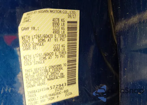 2017 Nissan Titan Xd Platinum Reserve Diesel from USA, damaged, VIN 1N6BA1F45HN572943